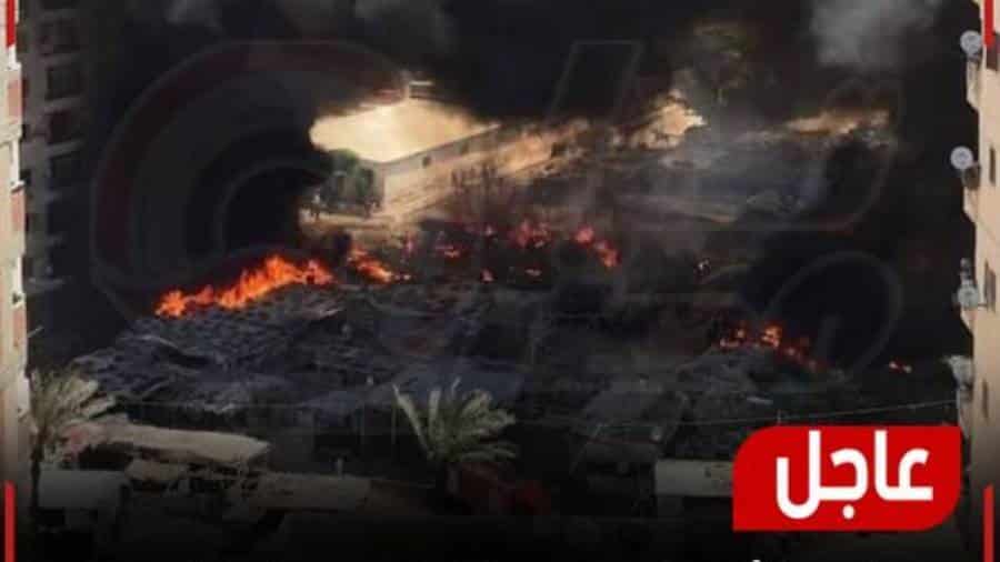 لا توجد خسائر بشرية.. حريق هائل في سوق الحرمين بالمندرة بالإسكندرية